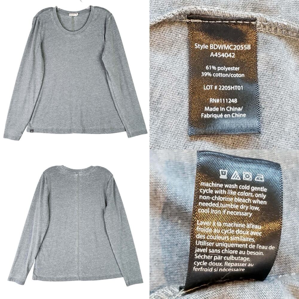 Barefoot Dreams Malibu Long Sleeve Scoop Neck Tee Blue Gray Women’s Size Large L